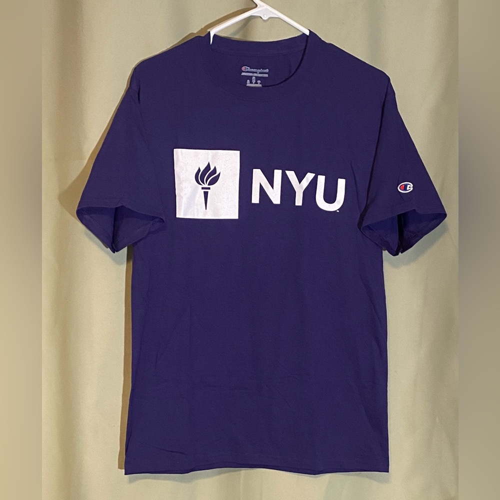 New York University Adult T-shirt Collegiate One Color Logo Purple Sz M